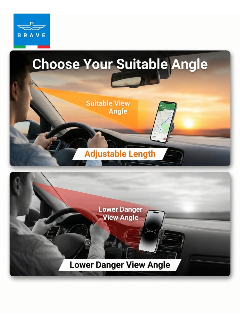Brave MagSafe Magnetic Car Mobile Holder & Car Mount for Dashboard, Strong N52 Magnet 360° Rotatable Phone Holder with 3M VHB Adhesive Mini Stand for iPhone 17/16/15/14/13, Samsung S25/S24/S23/S22 Ultra – Black - Image 4